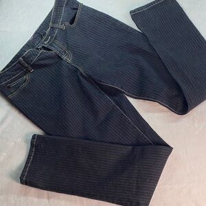 G by Guess Dark Pinstripe Jeans with Gold Stitching Y2K